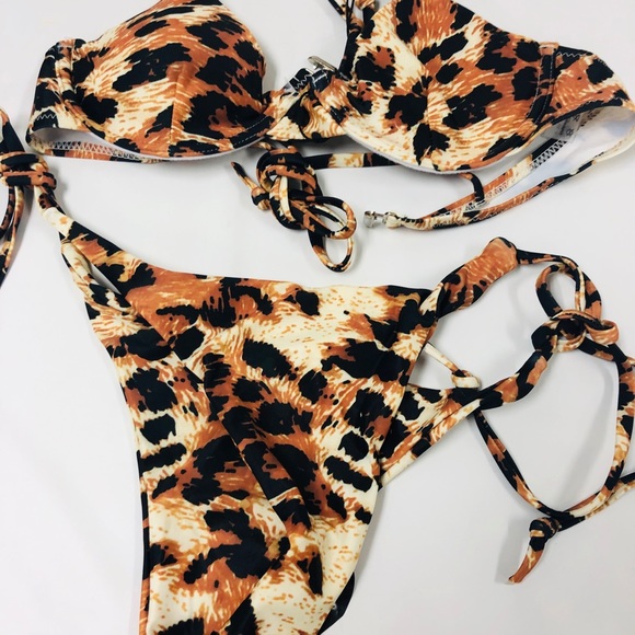 ZAFUL Leopard Tie Underwire Bikini Set - Leopard - Picture 2 of 5